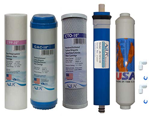 5 Stage Reverse Osmosis Replacement Filter Set with 50 GPD Membrane