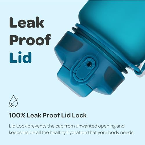Motivational Water Bottle with Time Marker and Straw Lid 32 oz