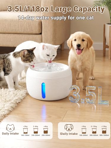 3.5L Cat Water Fountain Quiet Cat Fountain for Small Animals FS77 (2 Count)