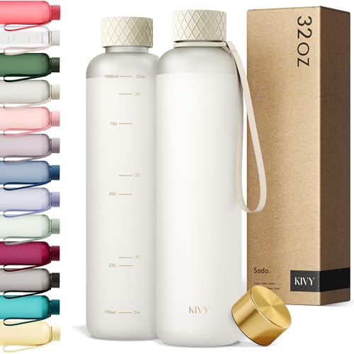 Slim Water Bottle 32oz [Lightweight & Shatterproof] Fits Cupholder & Backpack