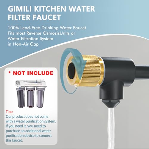 Black and Gold Drinking Water Faucet 3 in 1 Commercial Pull