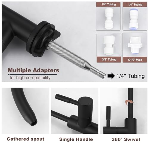 Black Kitchen Faucet and Water Filter Faucet Combo