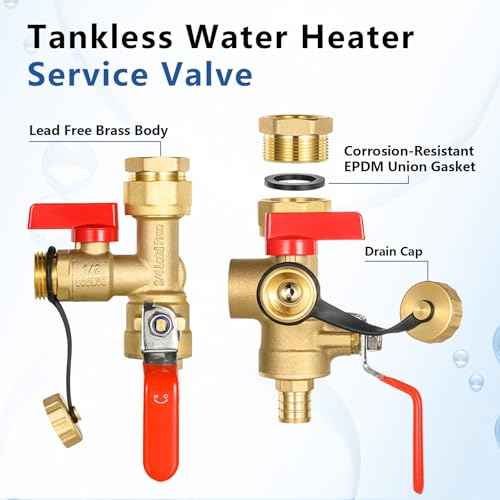 3 4 Inch GUOFIS IPS Tankless Water Heater Valve Kit with Pressure Relief Valve (30 Count)