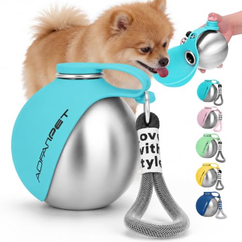 Portable Dog Water Bottle 10oz Stainless Steel Travel Dog Water Dispenser with Bowl No