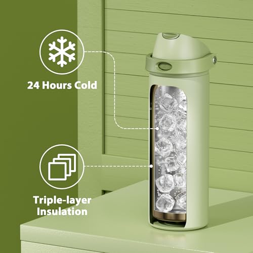24 oz Insulated Water Bottle with Straw