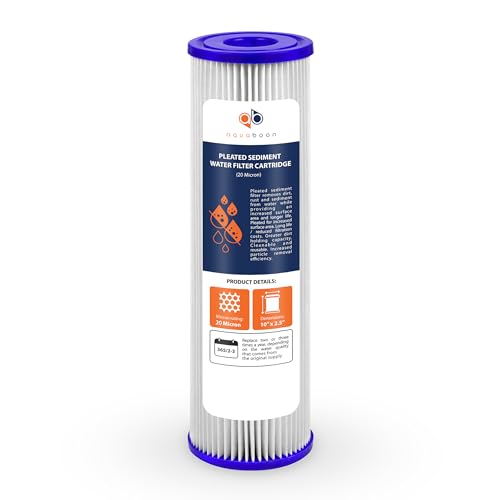 20 Micron Pleated Sediment Filter Cartridge 10" x 2.5" Whole House Water Filter Replacement Compatible with WFPFC3002