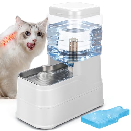 1.1 Gallon Pet Automatic Dog Water Dispenser Cat Gravity Waterer Feeder with Stainless Steel Bowl 8L Large Capacity Puppy Feeding Raised Bowls with Filter