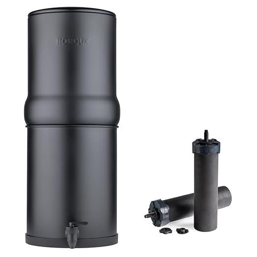 Boroux Legacy Gravity-Fed Countertop Stainless Steel Water Filter System | 3 Gallons with 2 Authentic Black Foundation. Filters | Matte Black