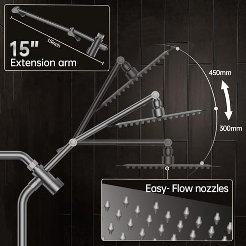 All Metal 10" Luxurious Gray Rain Shower Heads with Handheld Spray
