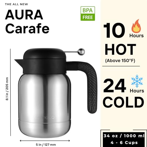 Aura Thermal Coffee Carafe Tea Pot for Keeping Hot & Iced Cold