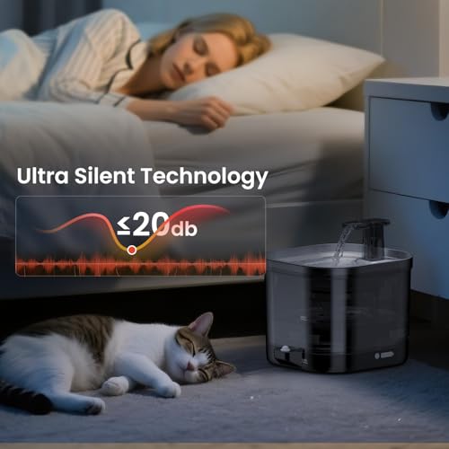 Wireless Cat Water Fountain Cordless with External Pump