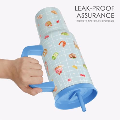 Picnic Stainless Steel Locking Lid Silicone Straw Tumbler with Handle 40oz