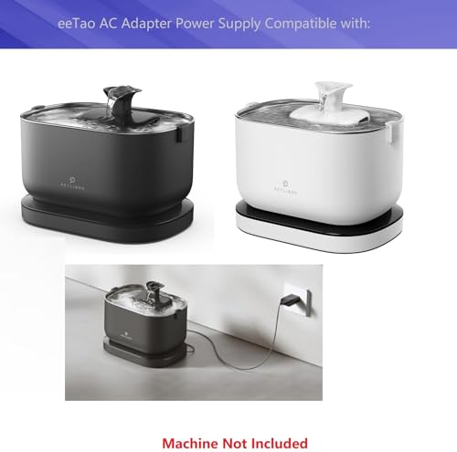 5V 1A AC DC Adapter Charger Compatible with Petlibro PLWF115 5000mAh Battery Wireless Pet Fountain Cat Water Fountain Dog Water Food Dispenser 5VDC 1000mA Power Supply Cable Cord