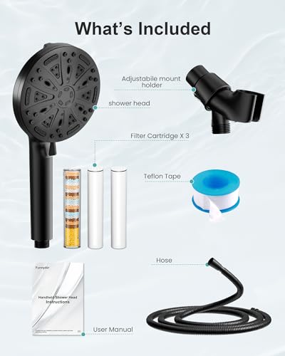 Black Filtered Shower Head Handheld (3 Count)
