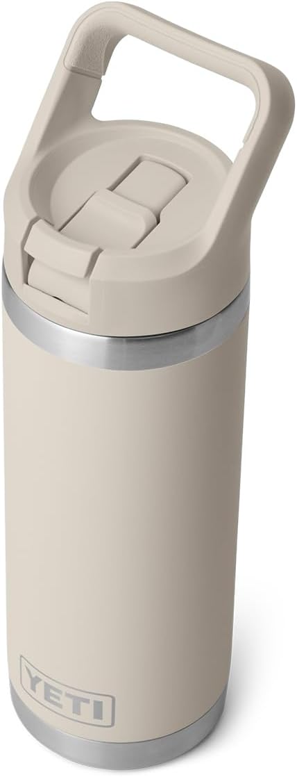 YETI Rambler 18 oz Bottle, Vacuum Insulated, Stainless Steel with Color Matching Straw Cap, Cape Taupe
