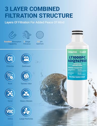 2 Pack Cobectal ADQ747935 Water Filter fit for LG LT1000PC (2 Count)