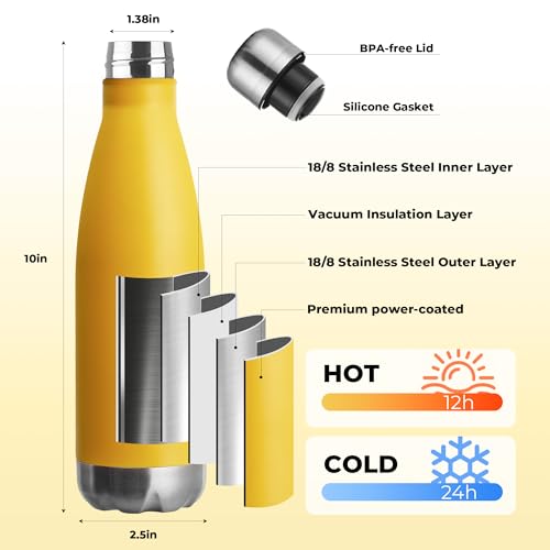 17oz Sport Water Bottle Vacuum Insulated Stainless Steel Leak