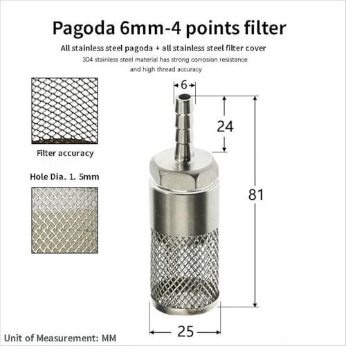 304 Stainless Steel Water Pump Filter Hose End Strainer Barbed Inline Mesh Screen