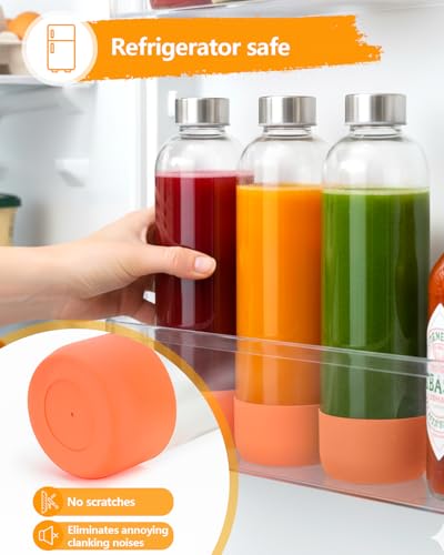 32oz Large Glass Juice Bottles With Stainless Steel Lids (3 Count)