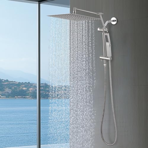 All Metal 12 Inch Rain Shower Head with Handheld Spray Combo