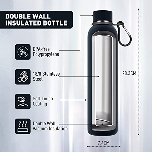 Slim Insulated Water Bottles for Travel 25oz with Clip