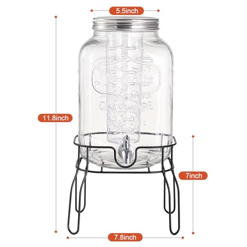 2 Gallon Glass Drink Dispensers for Parties