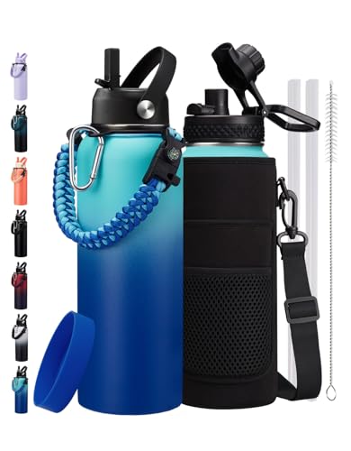 40OZ Insulated Water Bottle with Straw (9 Count)