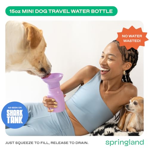 Springland 15oz Classic Portable Dog Water Bottle with Built (15 Fl Oz)