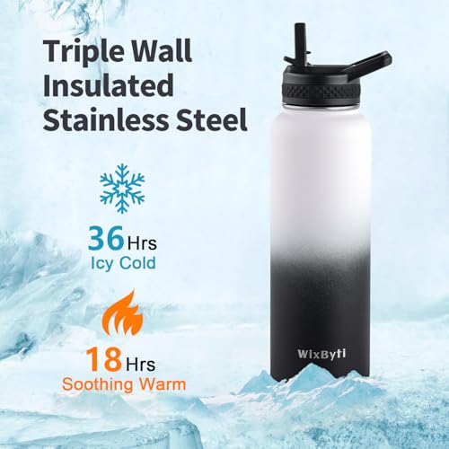40 oz Insulated Water Bottle with Straw