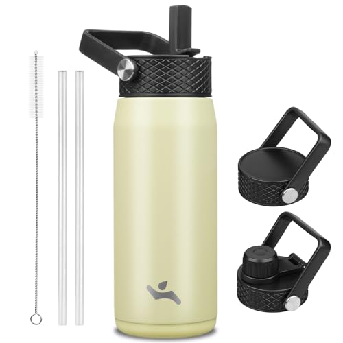 20 oz Insulated Stainless Steel Water Bottle with 3 Lids