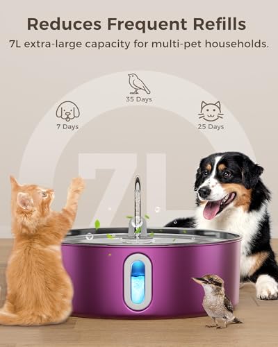 7L 236oz Stainless Steel Dog Water Fountain for Large Dogs