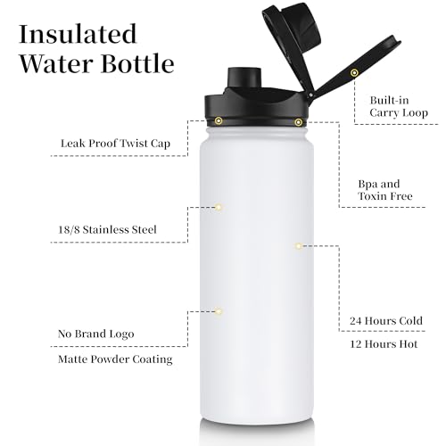 24 oz Insulated Water Bottle Bulk 4 Pack (4 Count)