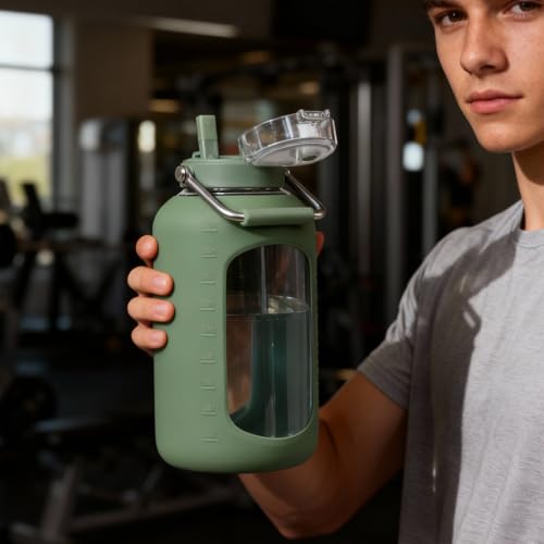 100 oz Glass Water Bottle with Straw