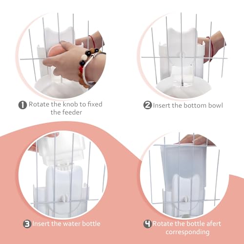 Hanging Cage Auto Pet Food Bowl Water Bottle Dispenser