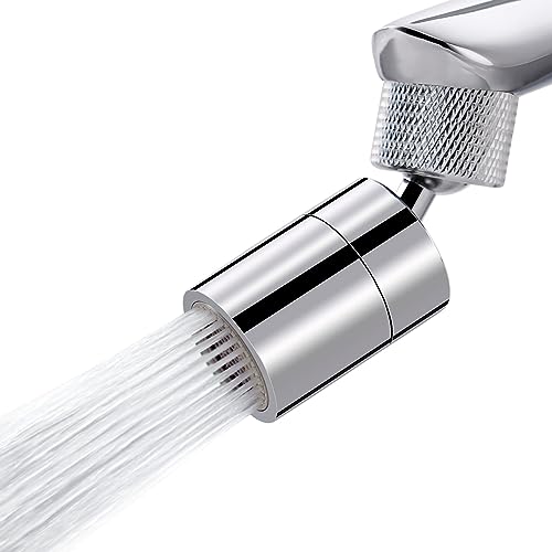 NSF/ANSI/CAN 61 Certified Dual-function Faucet Aerator, CUPC Certification Big Angle Rotate Kitchen Sink Aerator 360 Degree Swivel Sink Sprayer Attachment-55/64 Inch Female Thread-Chrome