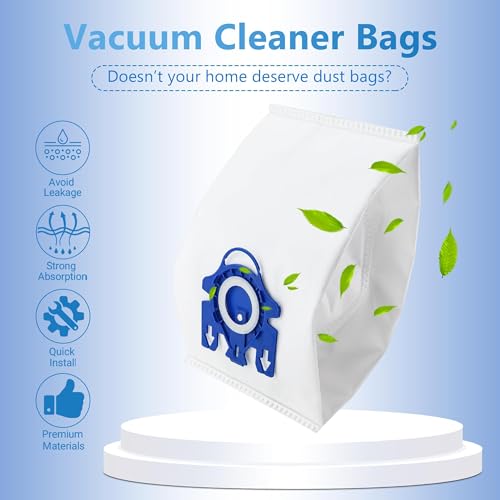 10 Packs 3D Airclean Bags Replacement for Miele GN Vacuum Cleaner Bags Fit for Miele Classic C2 C3 S2 S5 S8 S400 Series with Motor Protection Filters (10 Count)