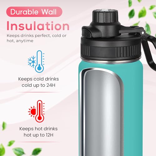 Y TOP 24 oz Insulated Water Bottle Leak Proof Spout Lid Fits in Car Cup Holder