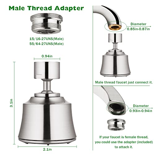 Kitchen Sink Faucet Aerator with 2 Ball Joint