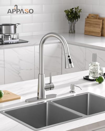 Touchless Kitchen Faucet with Soap Dispenser Brushed Nickel