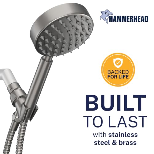 Solid Metal Handheld Shower Head with Hose and Brass Holder