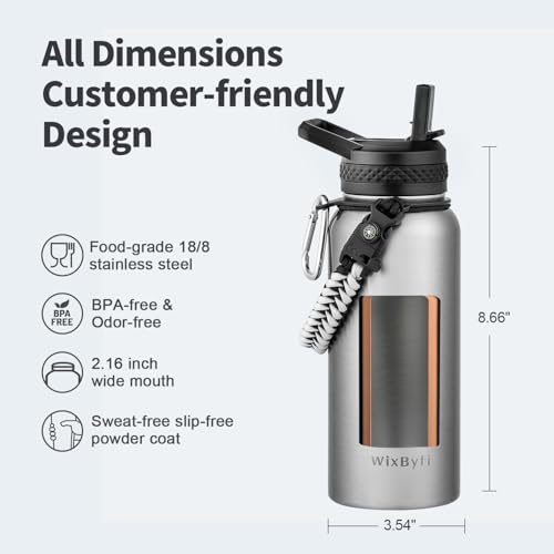 32 oz Insulated Water Bottle with Straw