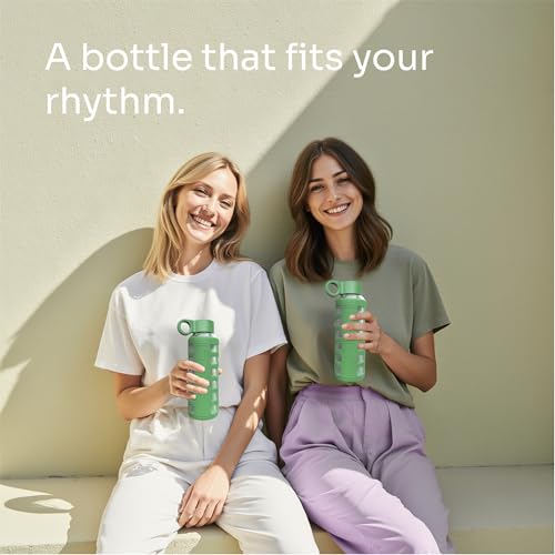 40oz / 32oz / 22oz / 12oz Borosilicate Glass Water Bottle with Time & Volume Markers, Silicone Sleeve, Stainless Steel Lid | Reusable Glass Bottle for Water & Juice (12oz Shale Green)