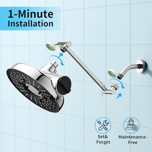 8 Inch Filtered Shower Head with Extension Arm Chrome