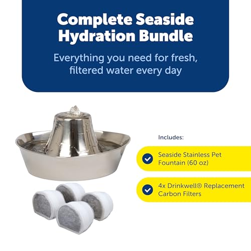 Seaside Stainless Cat & Dog Fountain with 4
