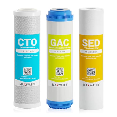 5 Micron Replacement 10 x 2.5 inch Filter Cartridge Set For Standard RO (3 Count)