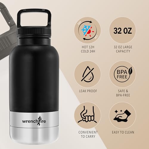 32 oz Instulated Stainless Steel Dog Water Bottle with 2 Detachable Bowls (680 Gram)