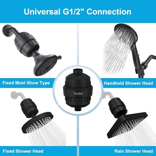 Shower Filter with 6 Cartridge Matte Black (6 Count)