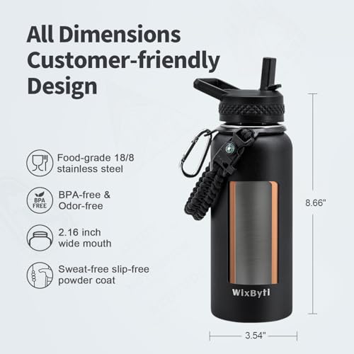 32 oz Insulated Water Bottle with Straw