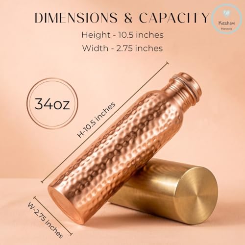 100% Copper Water Bottle 34 Oz