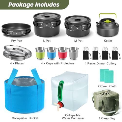 29pcs Camping Cookware Mess Kit
